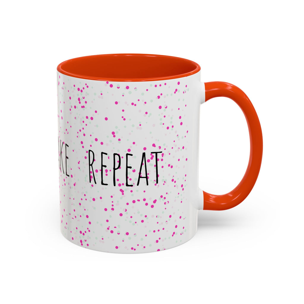 Eat Sleep Bake Repeat Mug | Pink Confetti Ceramic Coffee Cup (11oz, 15oz)