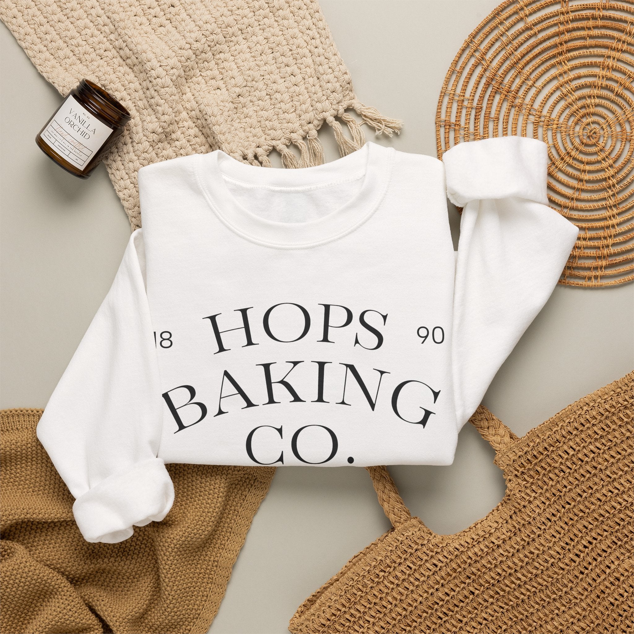 Hops Baking Co. Sweatshirt | Vintage Bakery Design