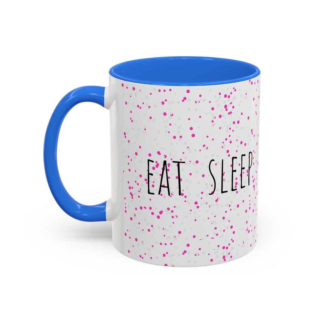 Eat Sleep Bake Repeat Mug | Pink Confetti Ceramic Coffee Cup (11oz, 15oz)