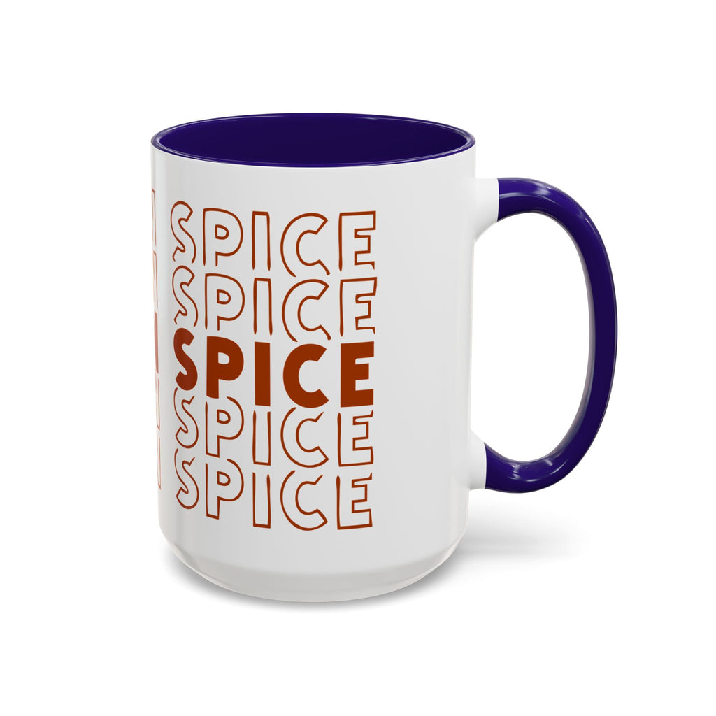 Pumpkin Spice Mug — Repeating 'SPICE' Retro Fall Coffee Cup (11oz/15oz)
