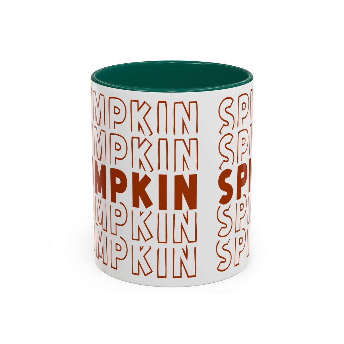 Pumpkin Spice Mug — Repeating 'SPICE' Retro Fall Coffee Cup (11oz/15oz)