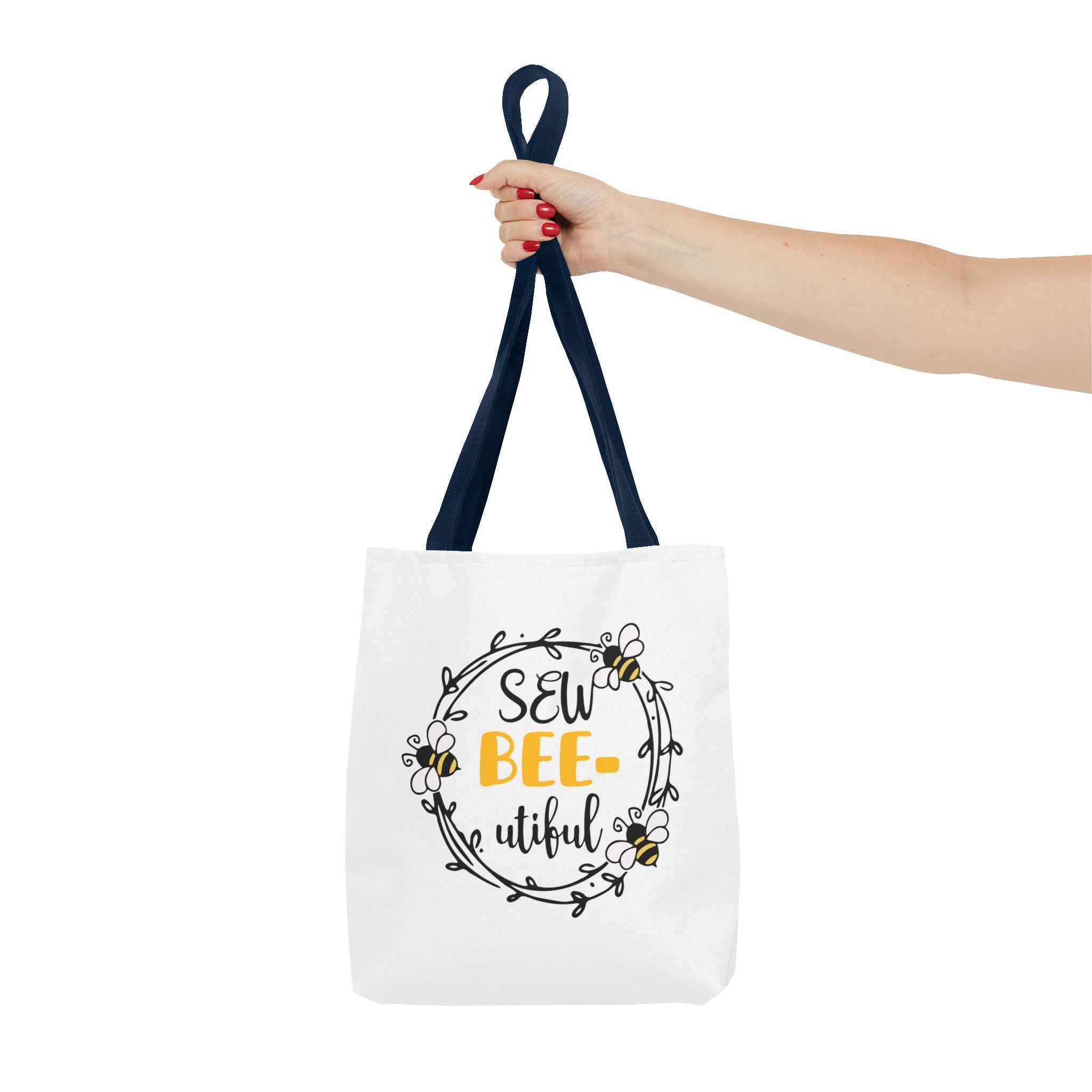 Sew Bee-utiful Tote Bag White | bee sewing craft motif