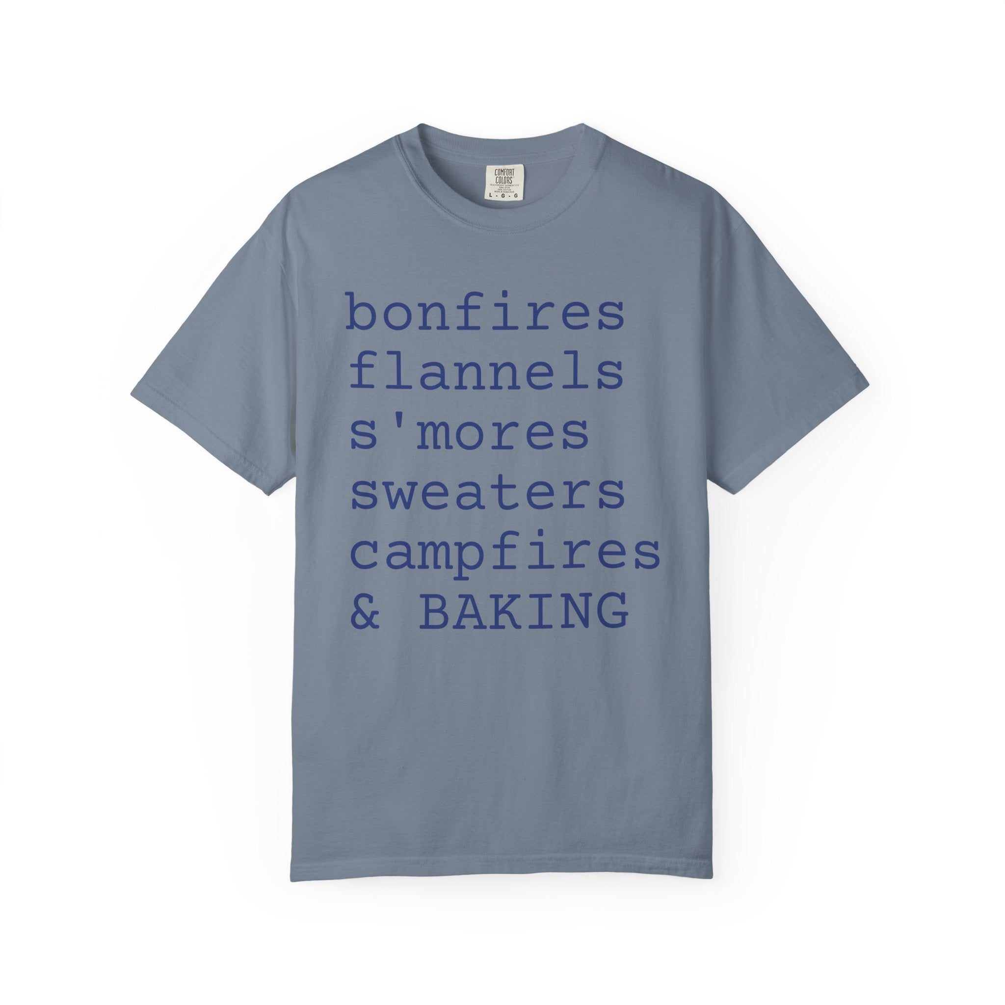 bonfires flannels s'mores sweaters campfires & BAKING T-shirt | Cozy Fall Typography Tee
