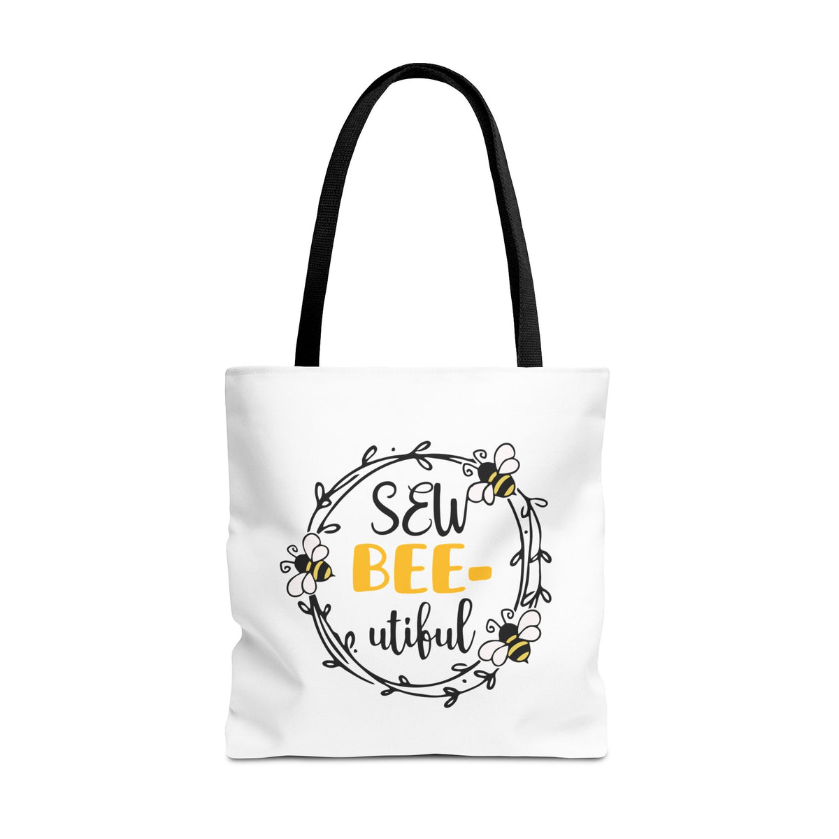 Sew Bee-utiful Tote Bag White | bee sewing craft motif