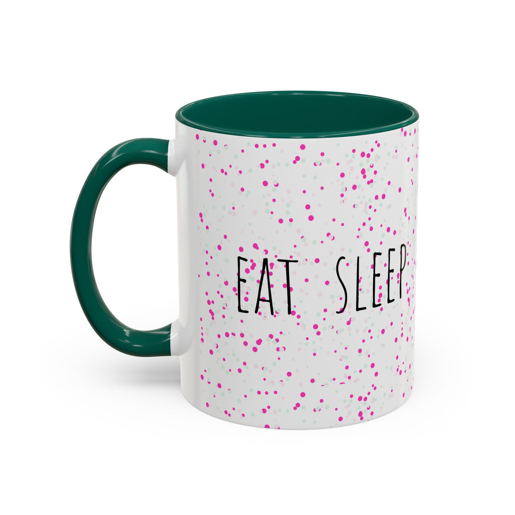 Eat Sleep Bake Repeat Mug | Pink Confetti Ceramic Coffee Cup (11oz, 15oz)