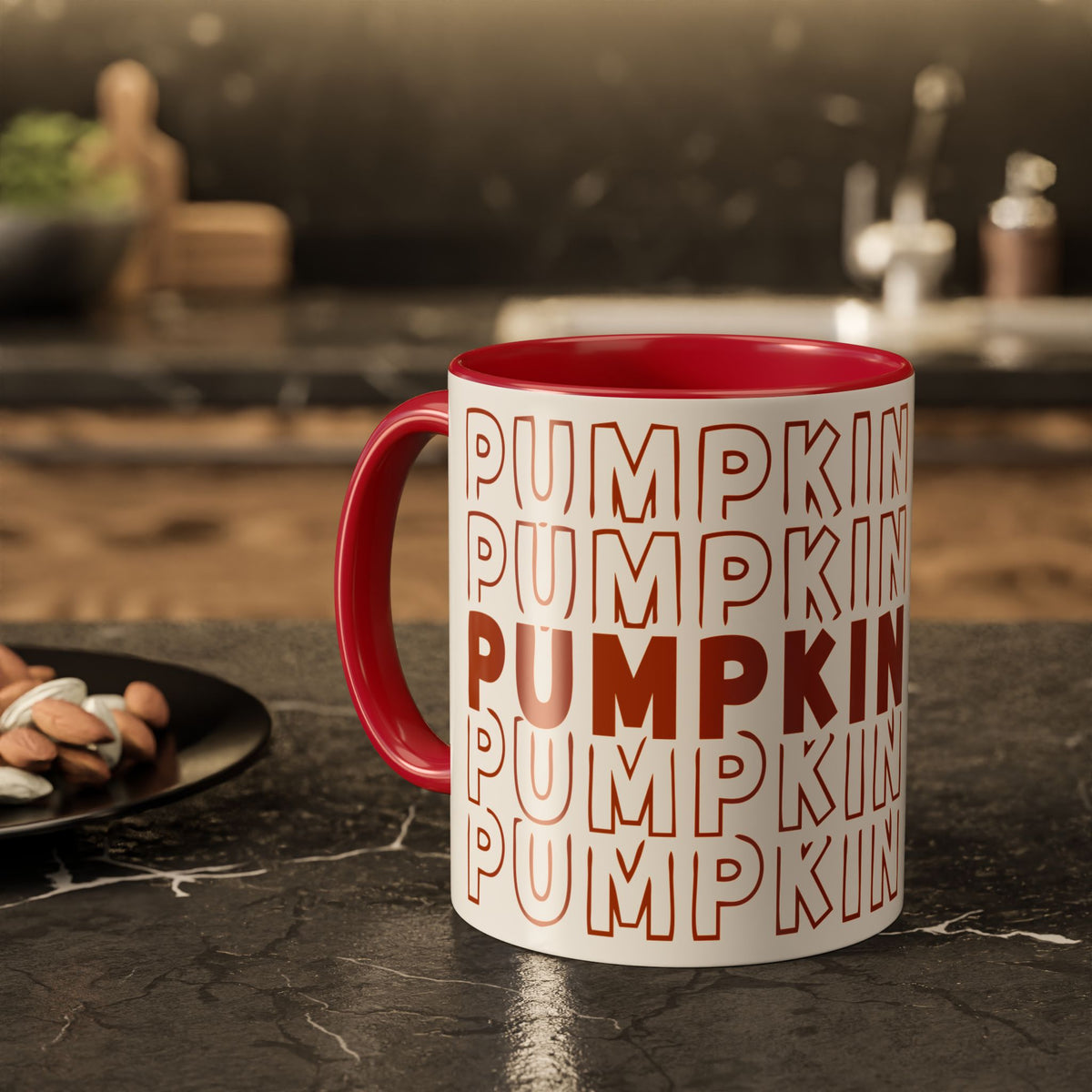 Pumpkin Spice Mug — Repeating 'SPICE' Retro Fall Coffee Cup (11oz/15oz)