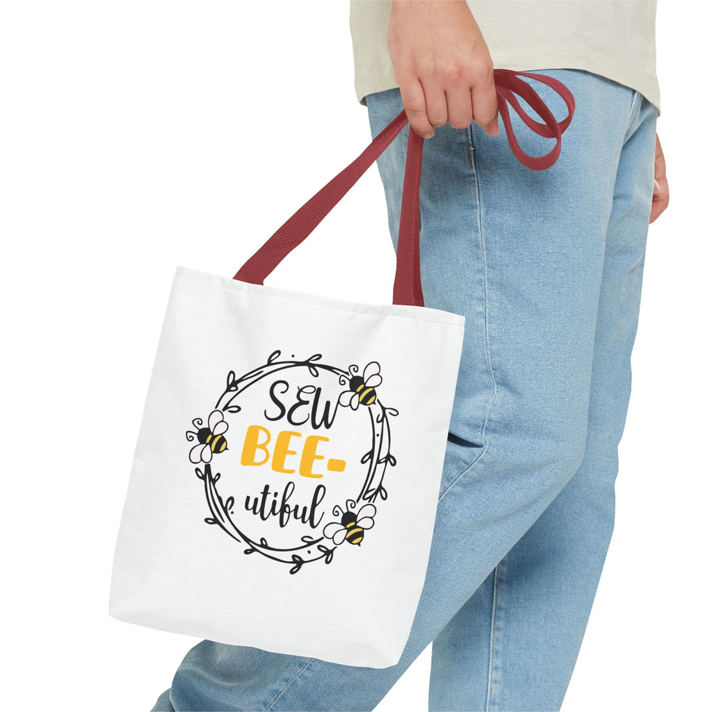 Sew Bee-utiful Tote Bag White | bee sewing craft motif