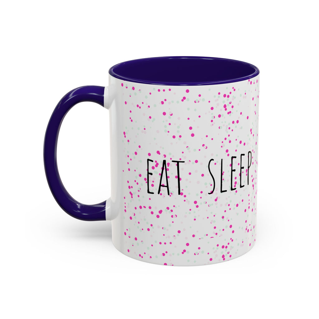 Eat Sleep Bake Repeat Mug | Pink Confetti Ceramic Coffee Cup (11oz, 15oz)