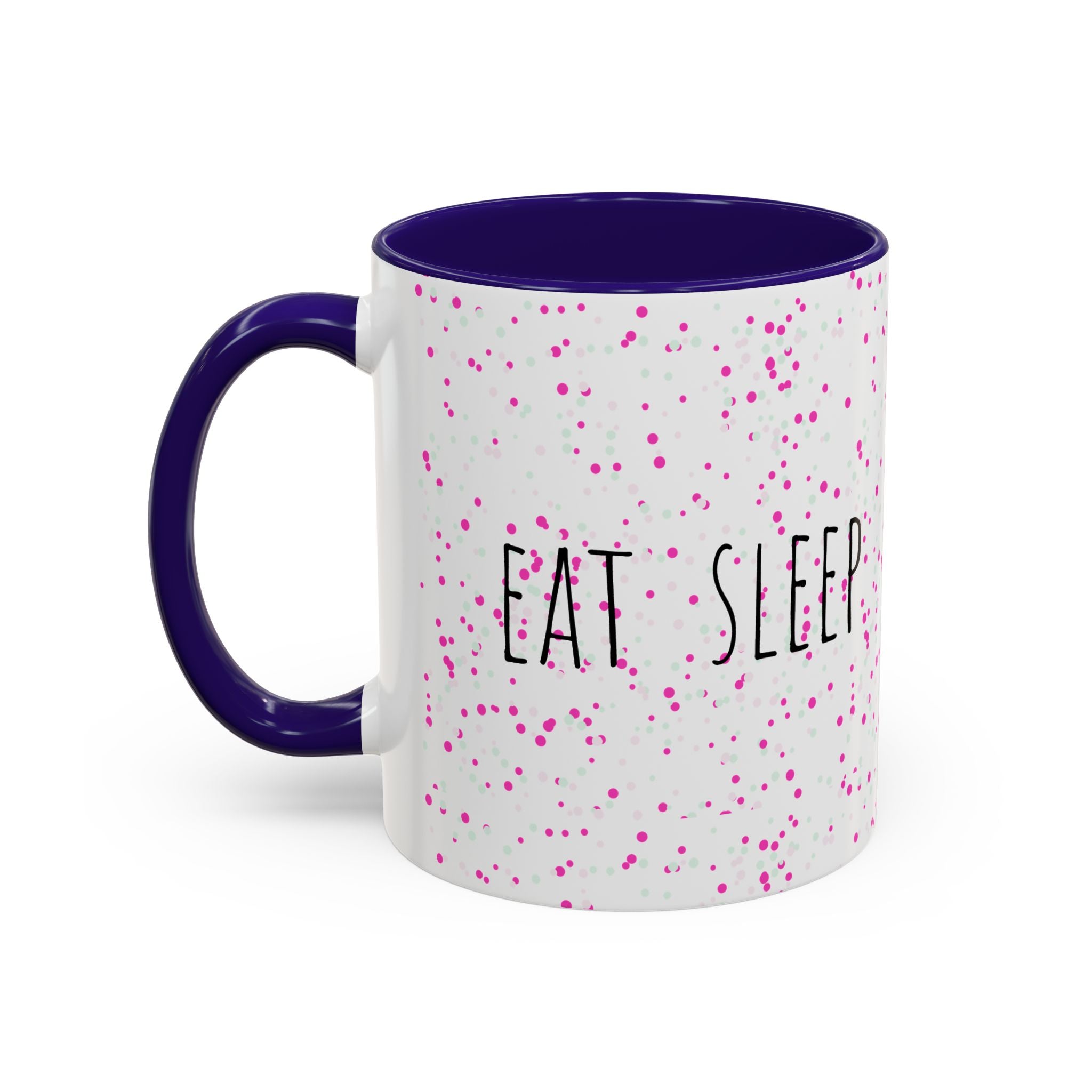 Eat Sleep Bake Repeat Mug | Pink Confetti Ceramic Coffee Cup (11oz, 15oz)