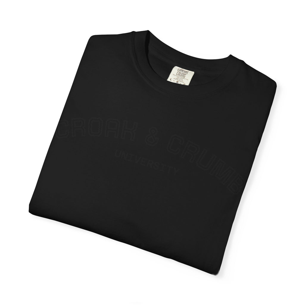 Croak & Crumb University shirt | Collegiate outline text tee