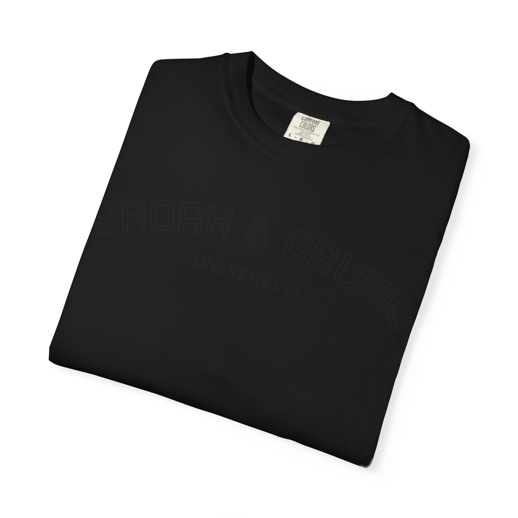 Croak & Crumb University shirt | Collegiate outline text tee