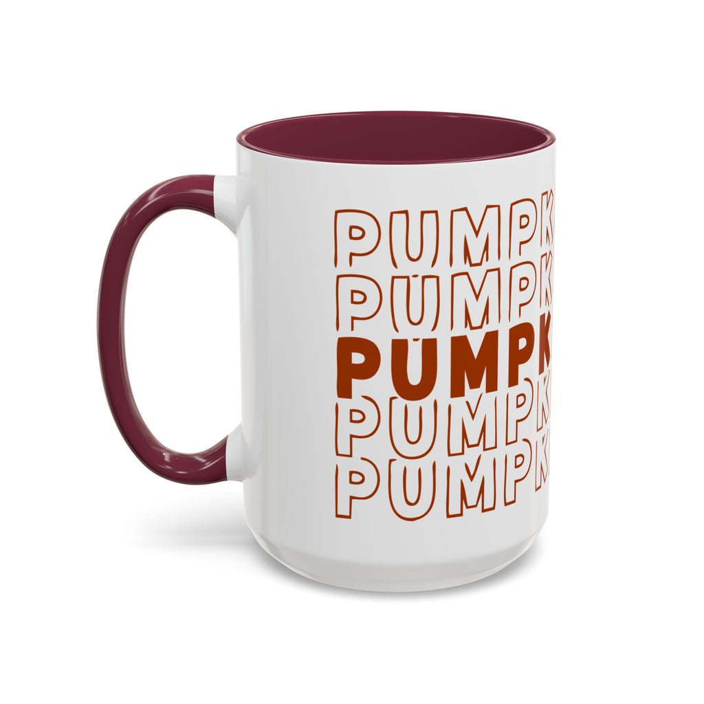 Pumpkin Spice Mug — Repeating 'SPICE' Retro Fall Coffee Cup (11oz/15oz)