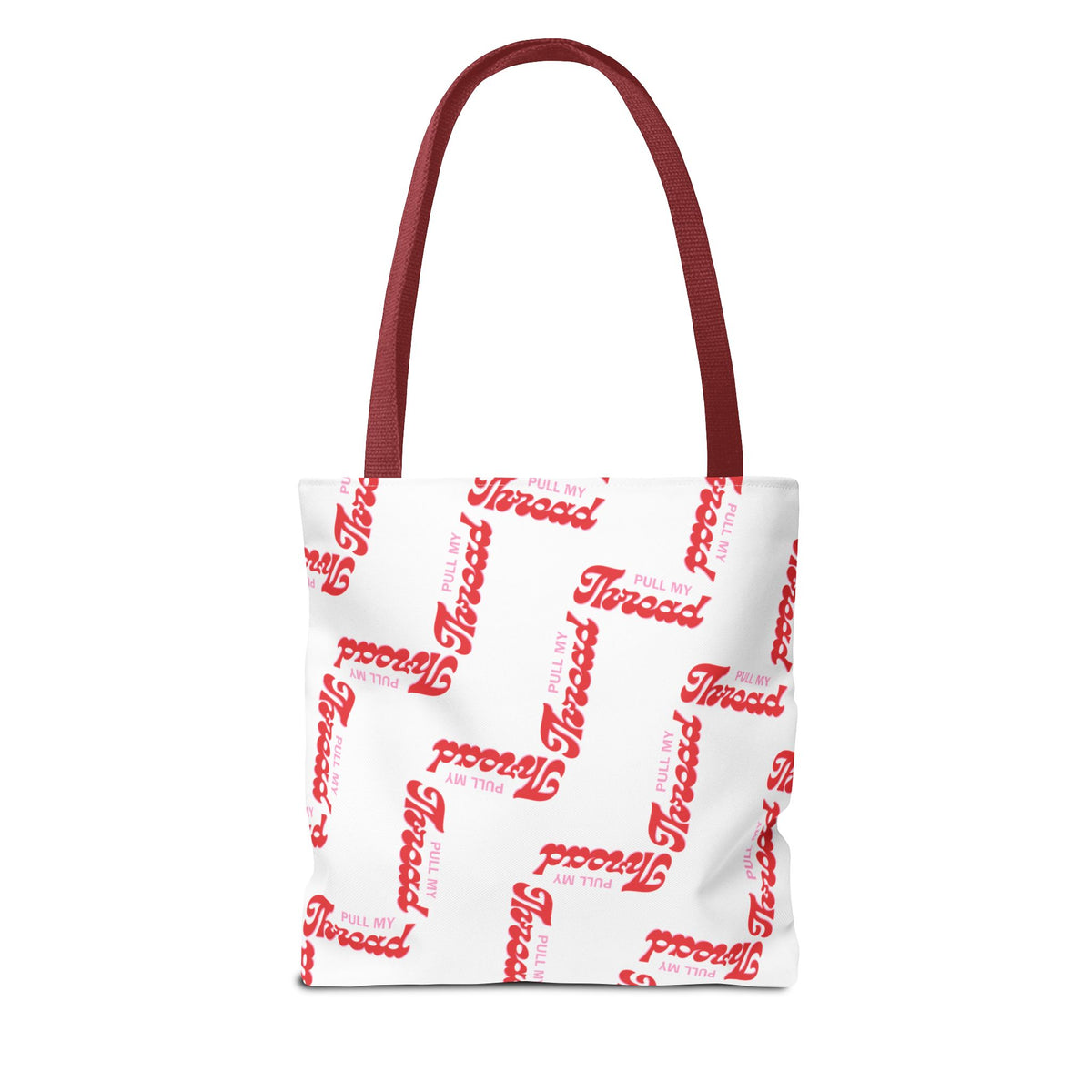 Retro Script 'Pull My Thread" Tote Bag — All-Over Print Fashion Tote