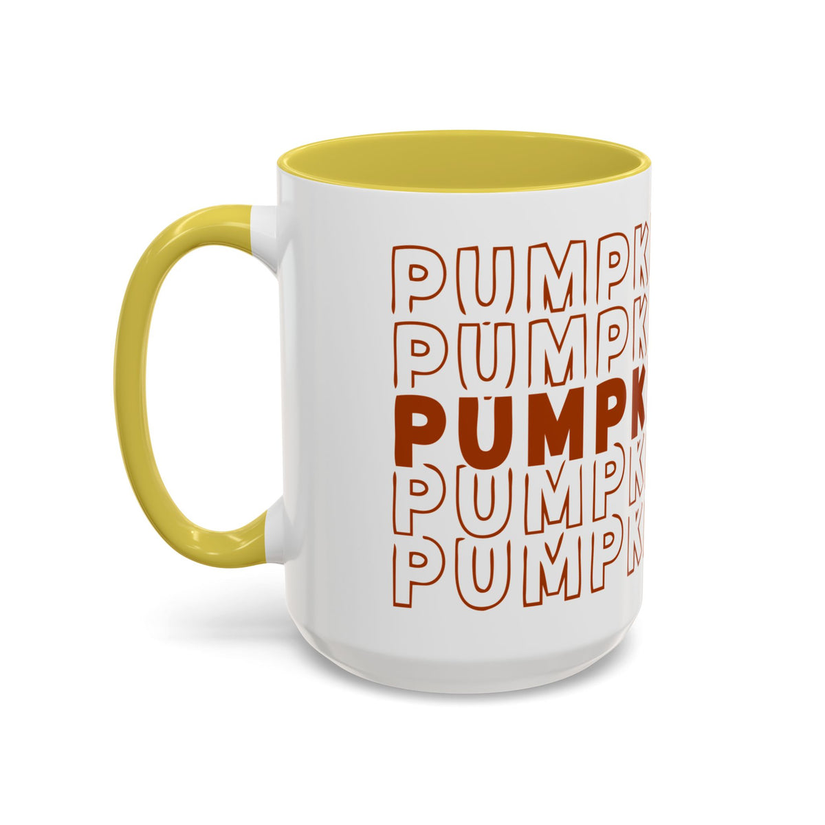 Pumpkin Spice Mug — Repeating 'SPICE' Retro Fall Coffee Cup (11oz/15oz)