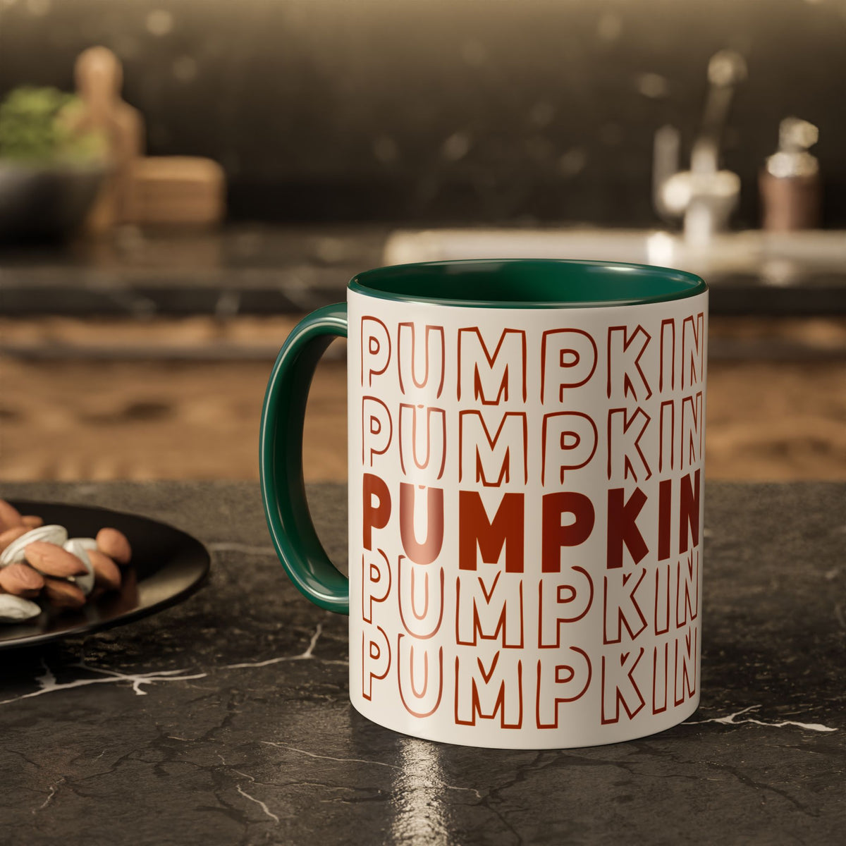 Pumpkin Spice Mug — Repeating 'SPICE' Retro Fall Coffee Cup (11oz/15oz)