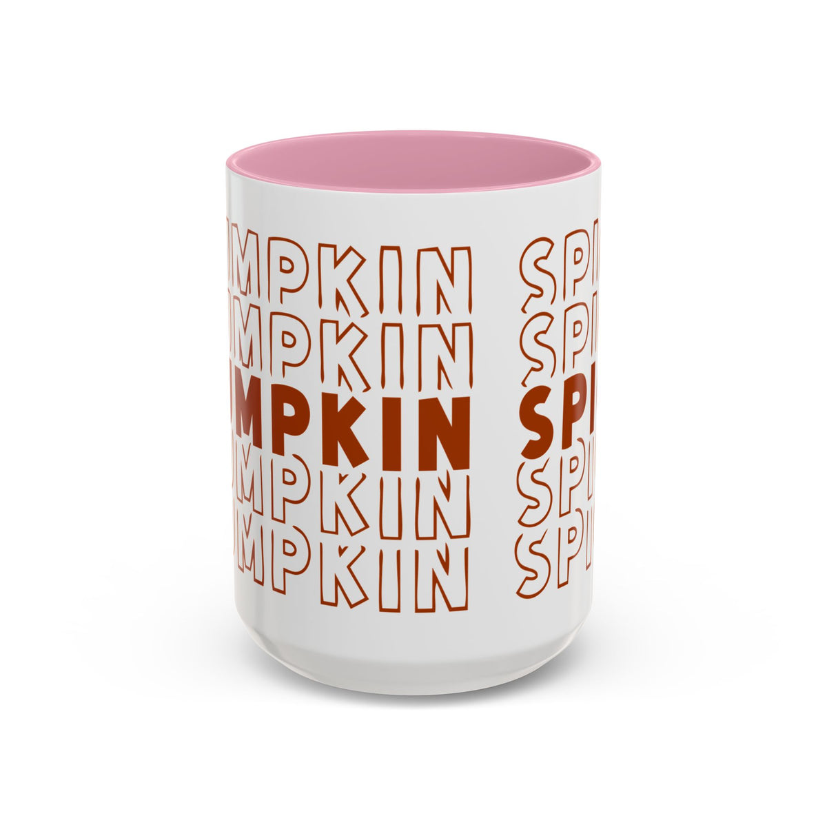 Pumpkin Spice Mug — Repeating 'SPICE' Retro Fall Coffee Cup (11oz/15oz)