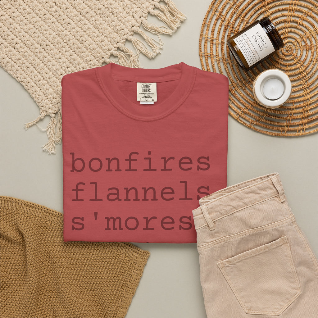 bonfires flannels s'mores sweaters campfires & BAKING T-shirt | Cozy Fall Typography Tee