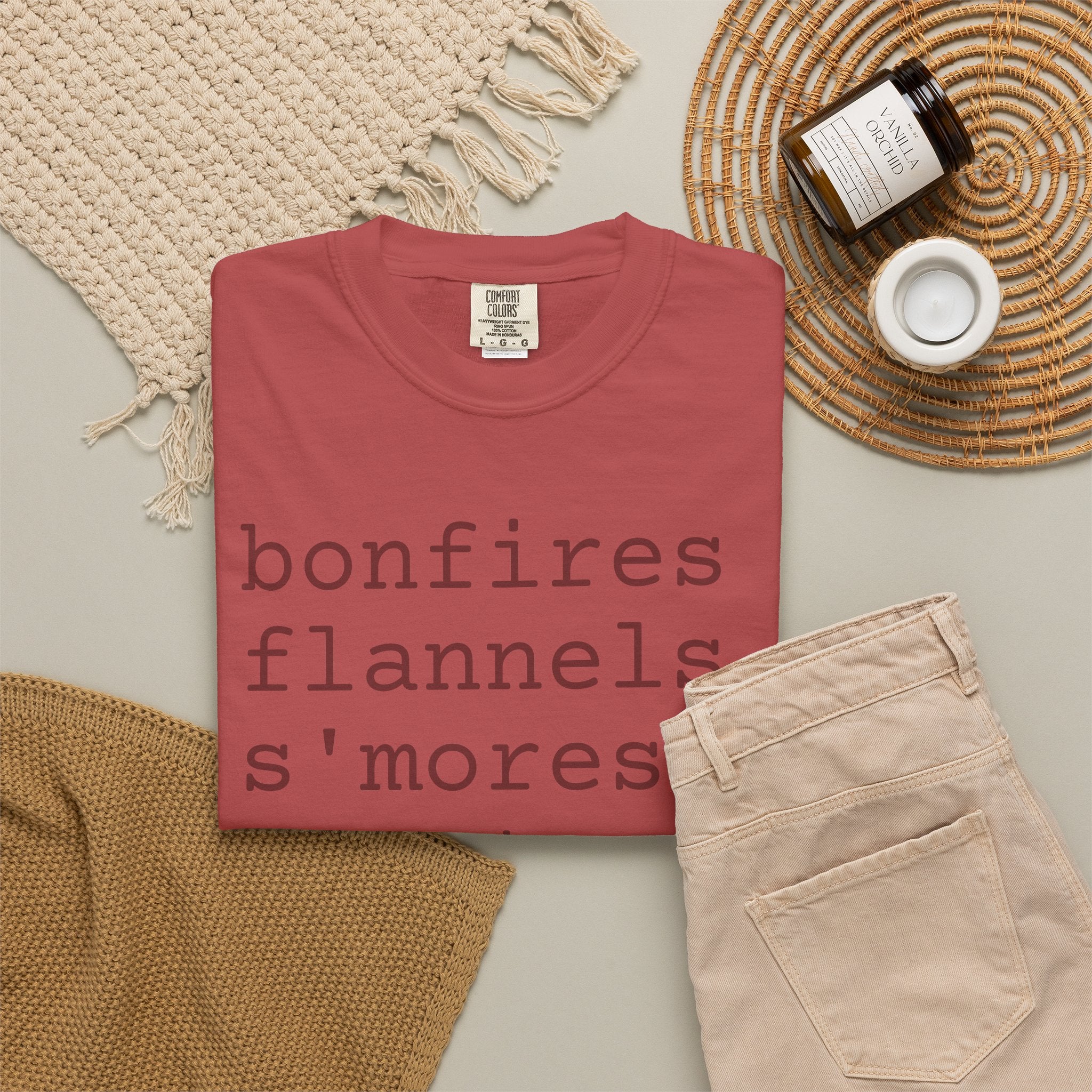 bonfires flannels s'mores sweaters campfires & BAKING T-shirt | Cozy Fall Typography Tee