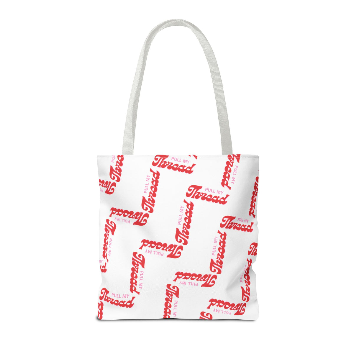 Retro Script 'Pull My Thread" Tote Bag — All-Over Print Fashion Tote
