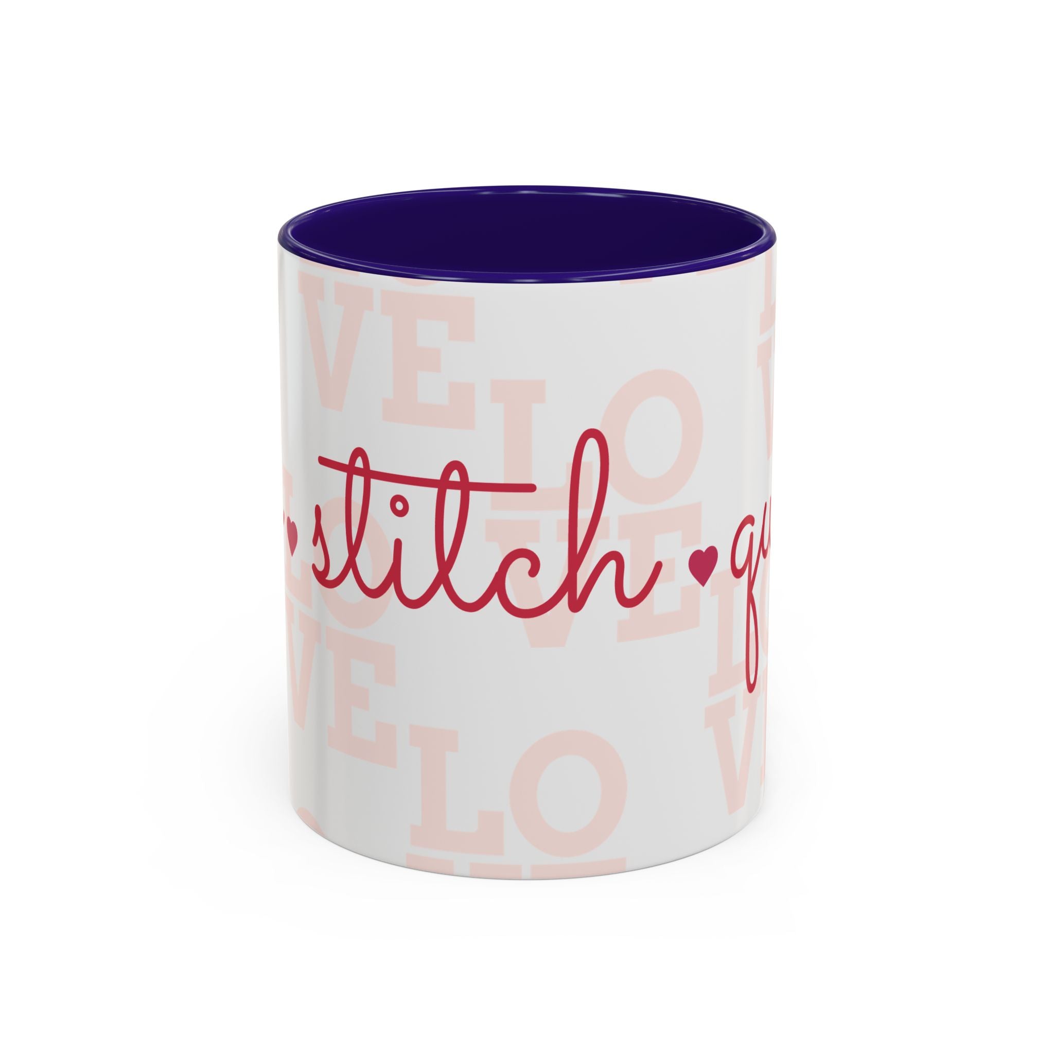 Love Quilting script mug | Colorful ceramic coffee cup