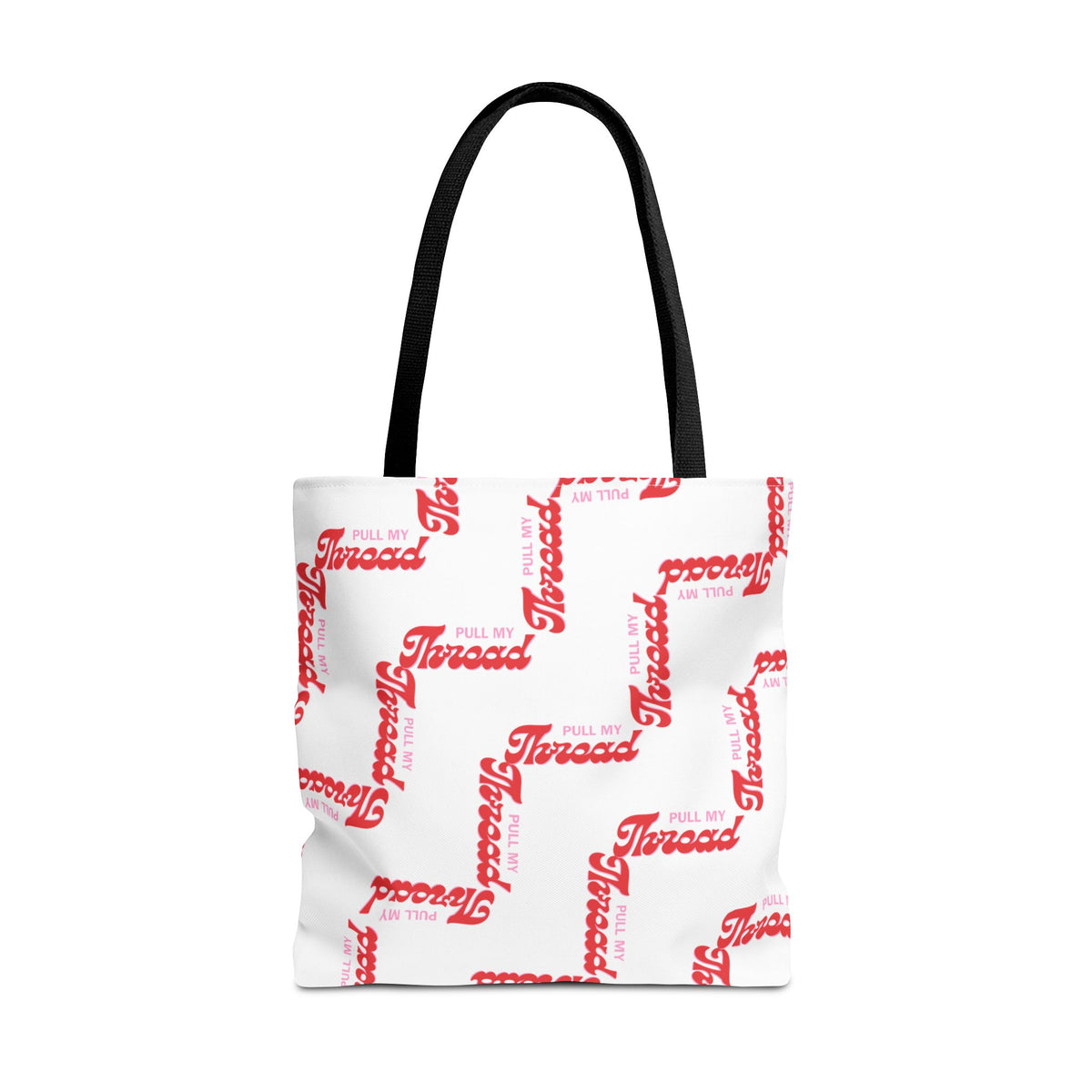 Retro Script 'Pull My Thread" Tote Bag — All-Over Print Fashion Tote