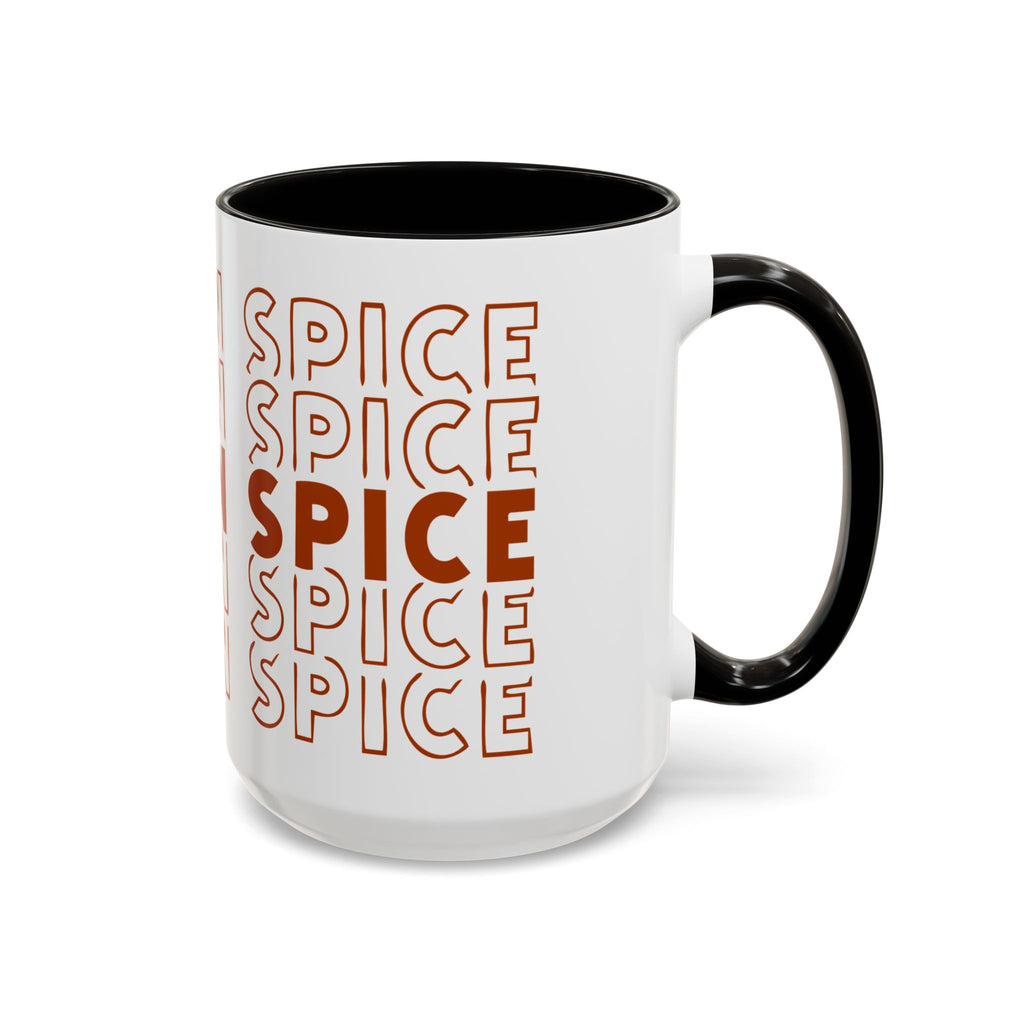 Pumpkin Spice Mug — Repeating 'SPICE' Retro Fall Coffee Cup (11oz/15oz)