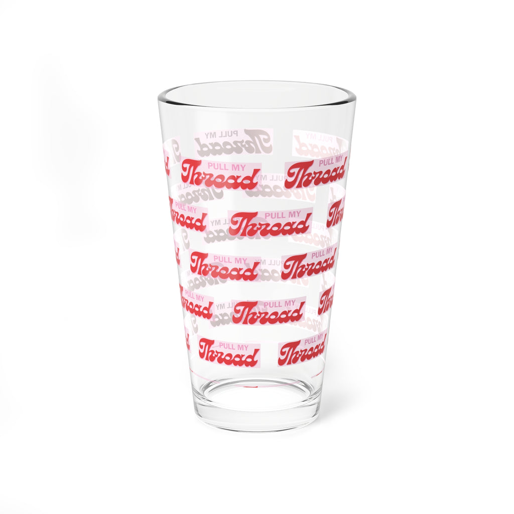 16oz Mixing Glass — Retro 'Pull My Thread' Pattern Cocktail Glass