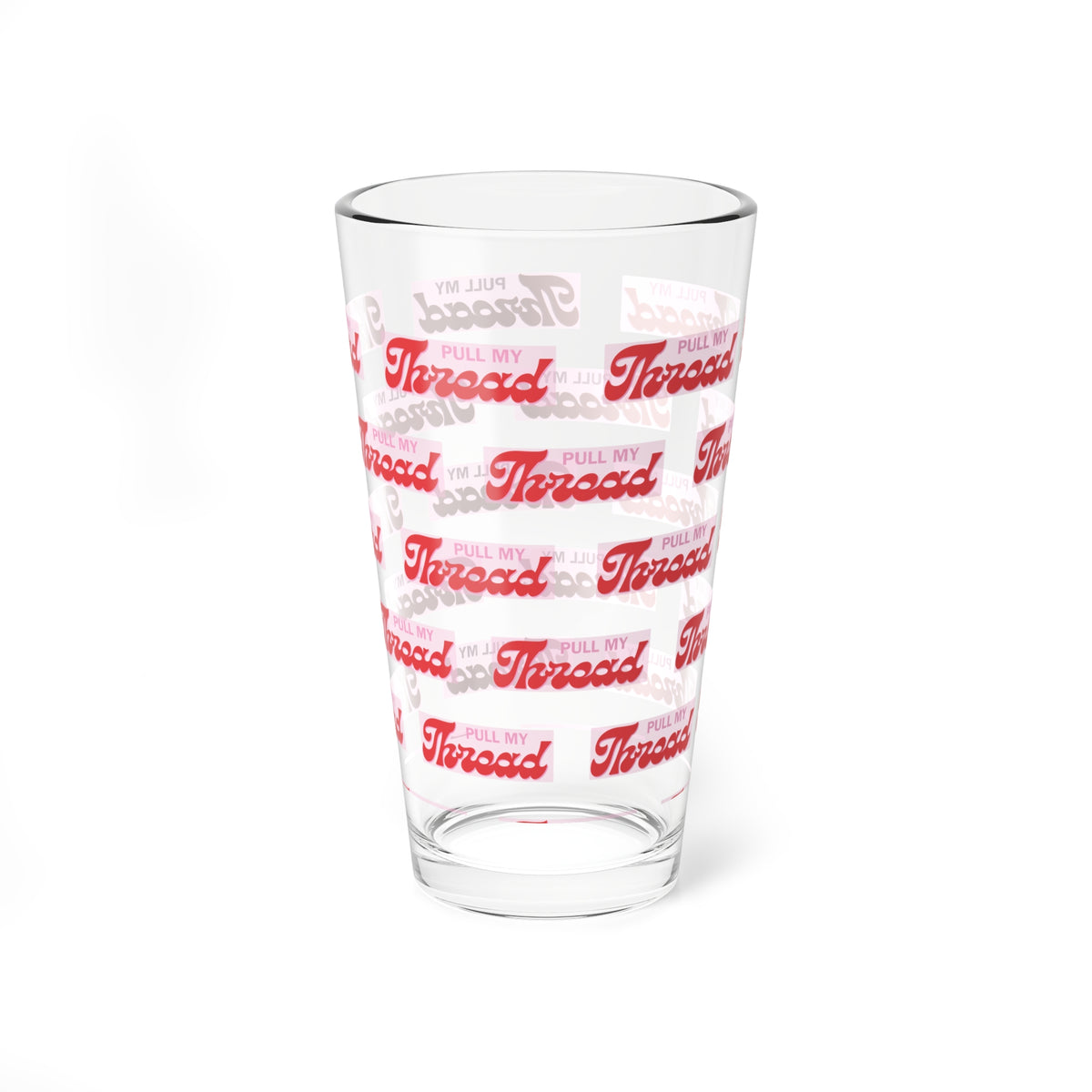 16oz Mixing Glass — Retro 'Pull My Thread' Pattern Cocktail Glass