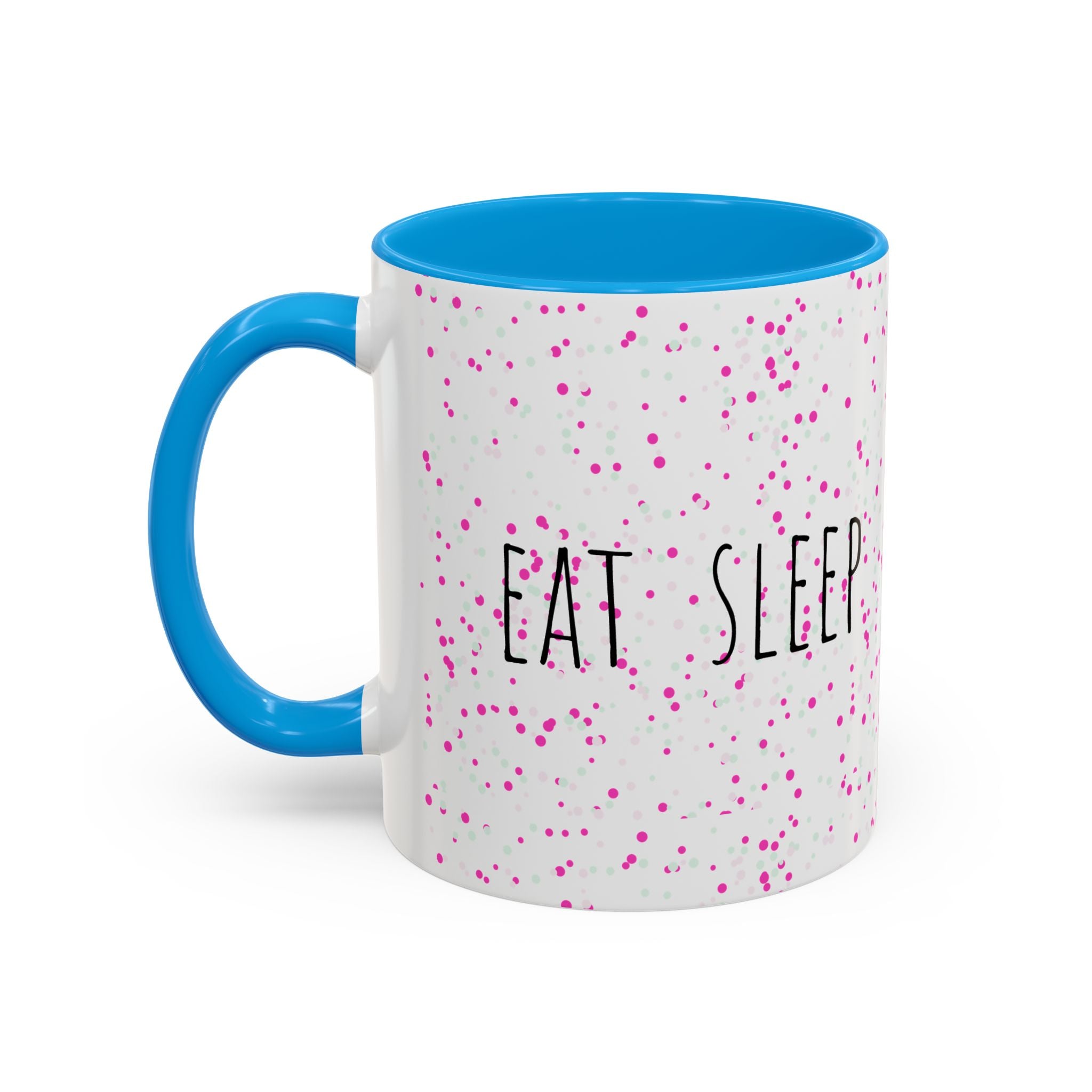 Eat Sleep Bake Repeat Mug | Pink Confetti Ceramic Coffee Cup (11oz, 15oz)