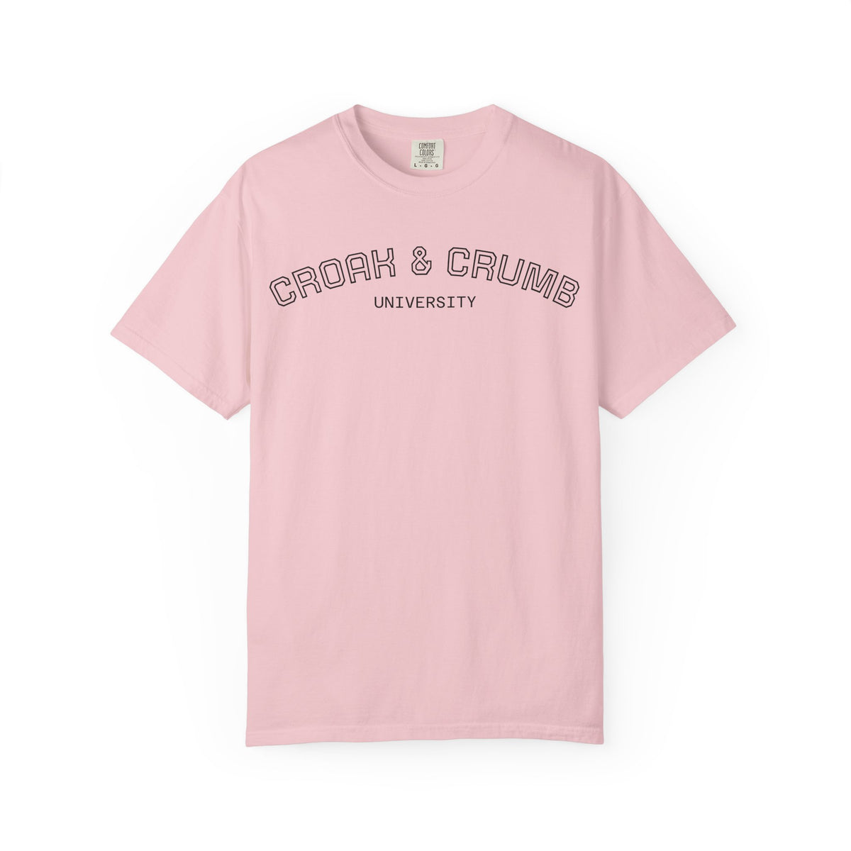 Croak & Crumb University shirt | Collegiate outline text tee