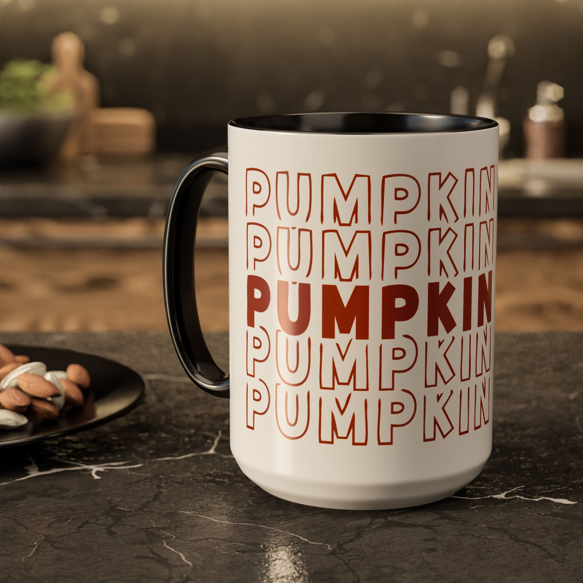 Pumpkin Spice Mug — Repeating 'SPICE' Retro Fall Coffee Cup (11oz/15oz)