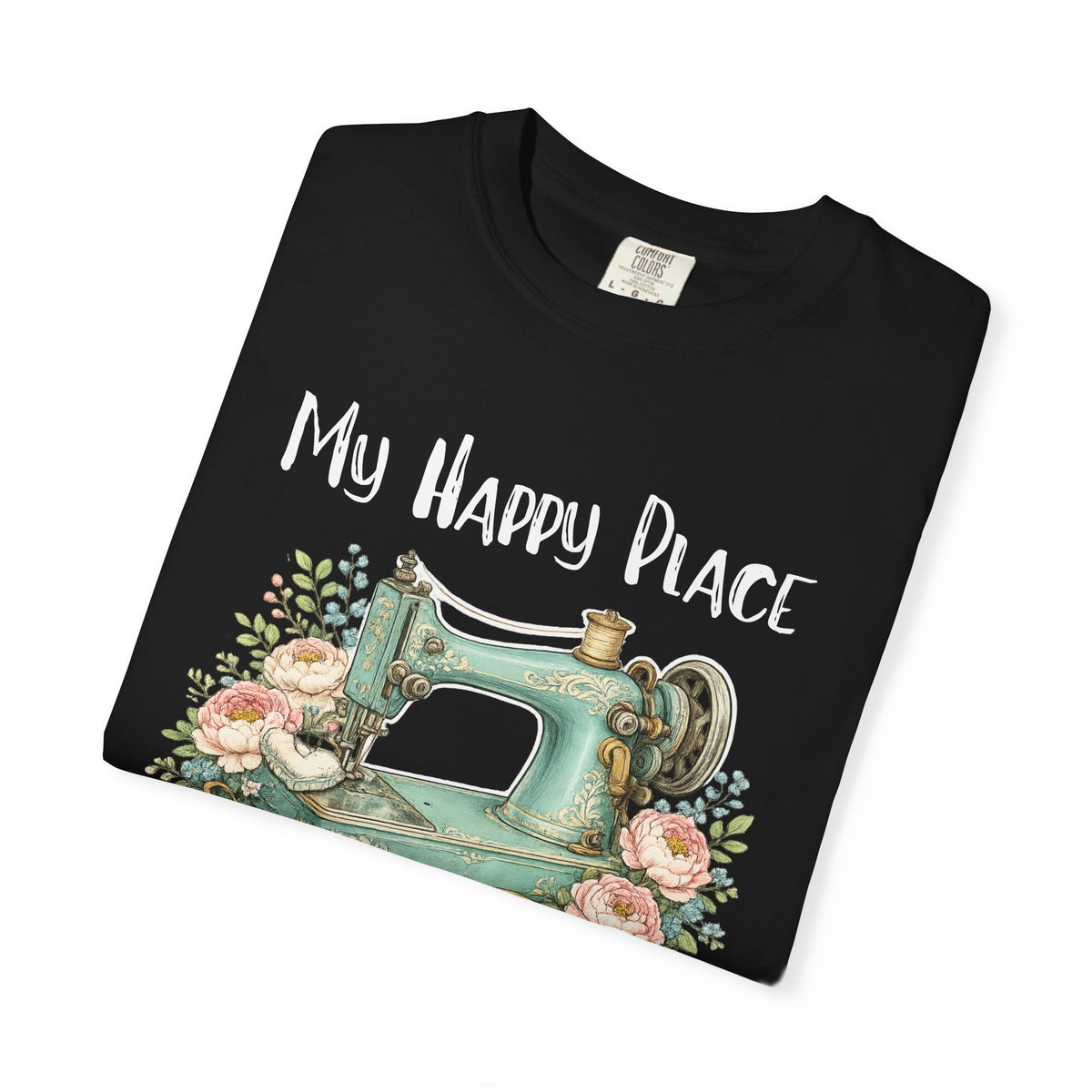 Sewing Lover T-Shirt — "My Happy Place" Vintage Sewing Machine Tee