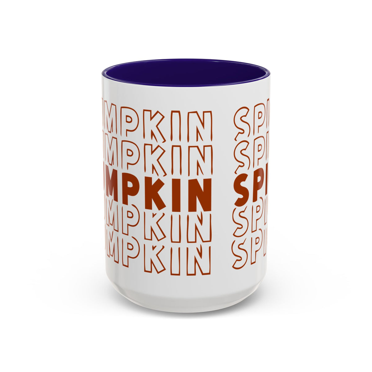 Pumpkin Spice Mug — Repeating 'SPICE' Retro Fall Coffee Cup (11oz/15oz)