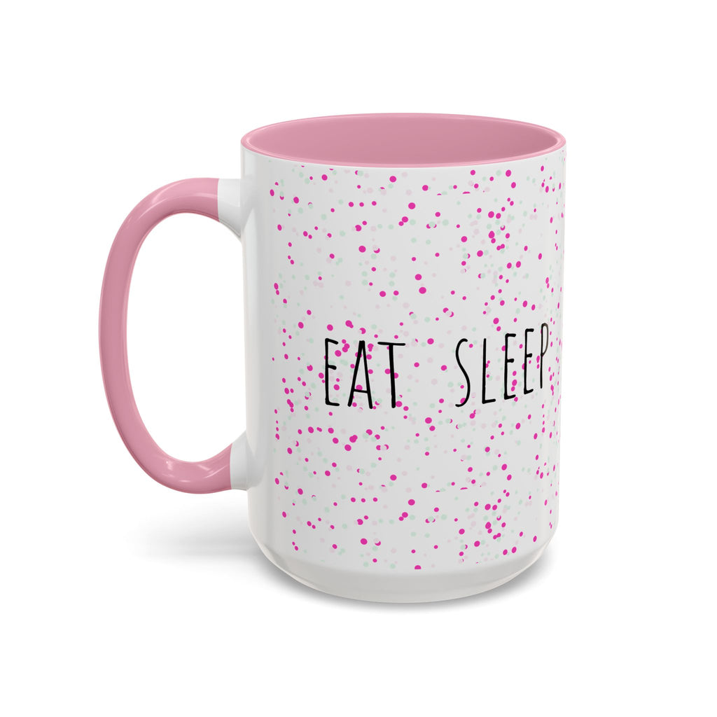 Eat Sleep Bake Repeat Mug | Pink Confetti Ceramic Coffee Cup (11oz, 15oz)