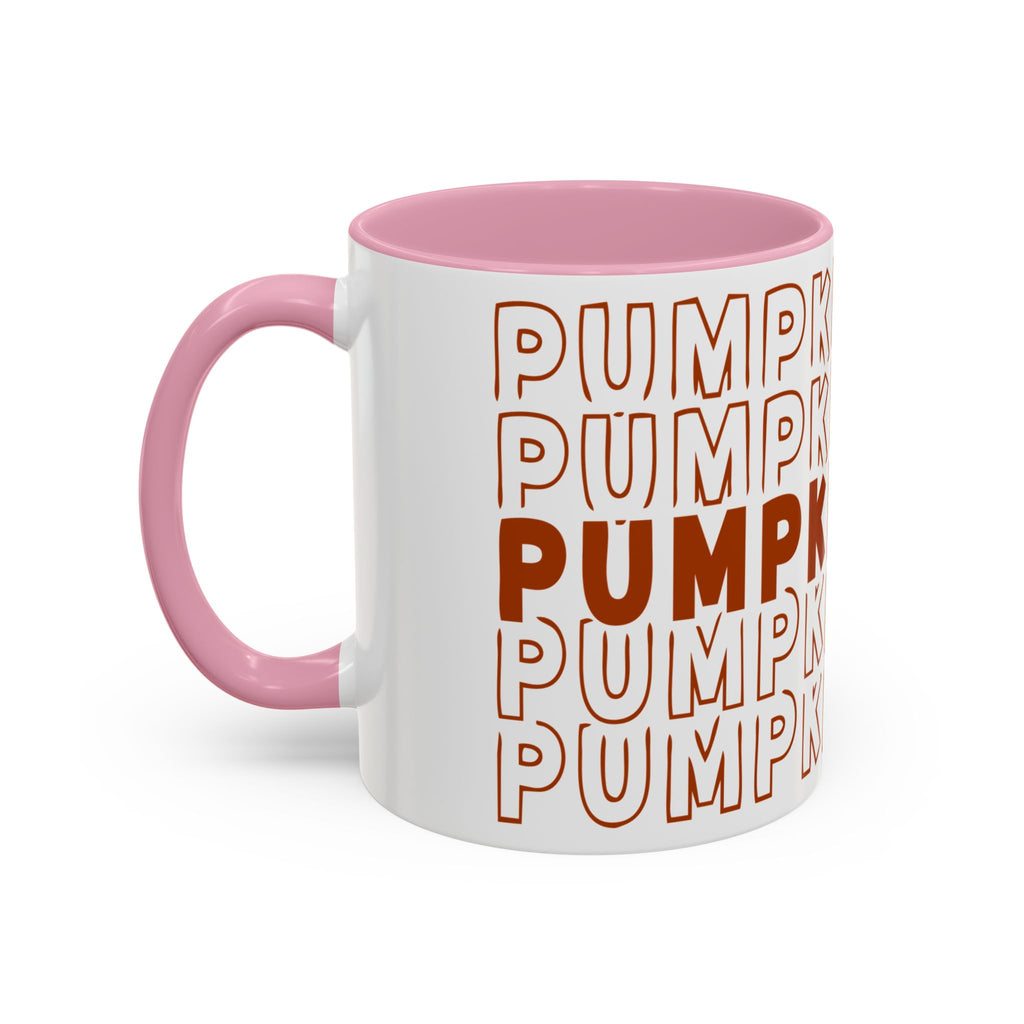 Pumpkin Spice Mug — Repeating 'SPICE' Retro Fall Coffee Cup (11oz/15oz)
