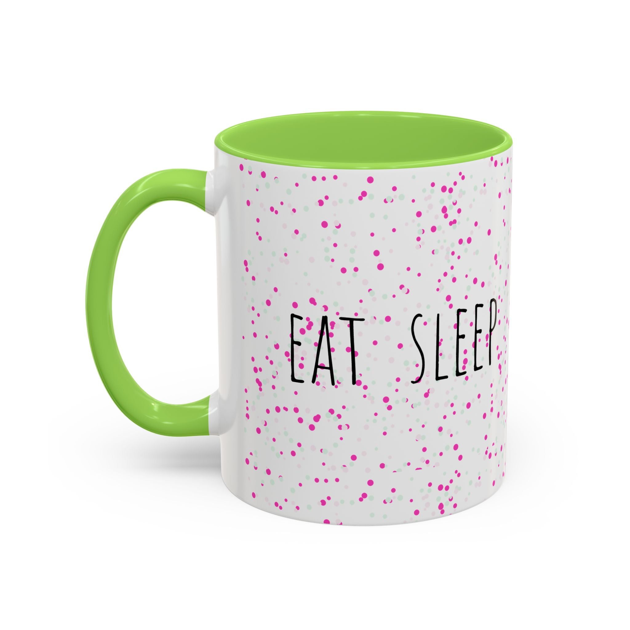 Eat Sleep Bake Repeat Mug | Pink Confetti Ceramic Coffee Cup (11oz, 15oz)
