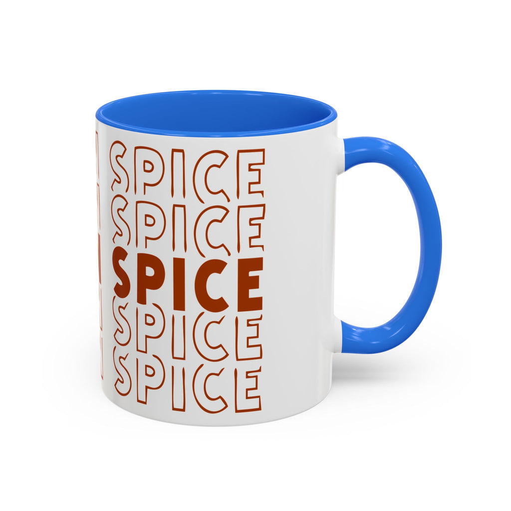 Pumpkin Spice Mug — Repeating 'SPICE' Retro Fall Coffee Cup (11oz/15oz)