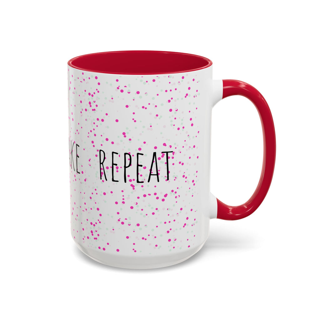 Eat Sleep Bake Repeat Mug | Pink Confetti Ceramic Coffee Cup (11oz, 15oz)
