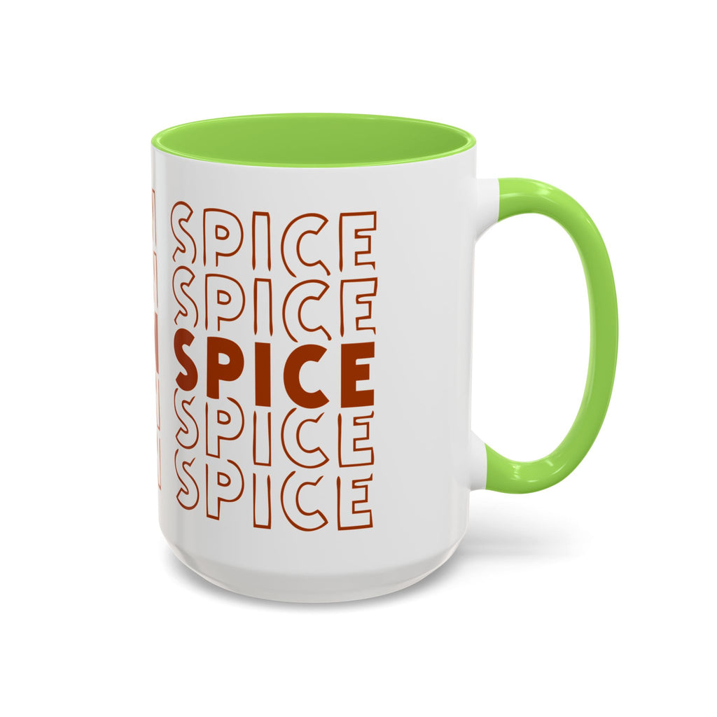 Pumpkin Spice Mug — Repeating 'SPICE' Retro Fall Coffee Cup (11oz/15oz)