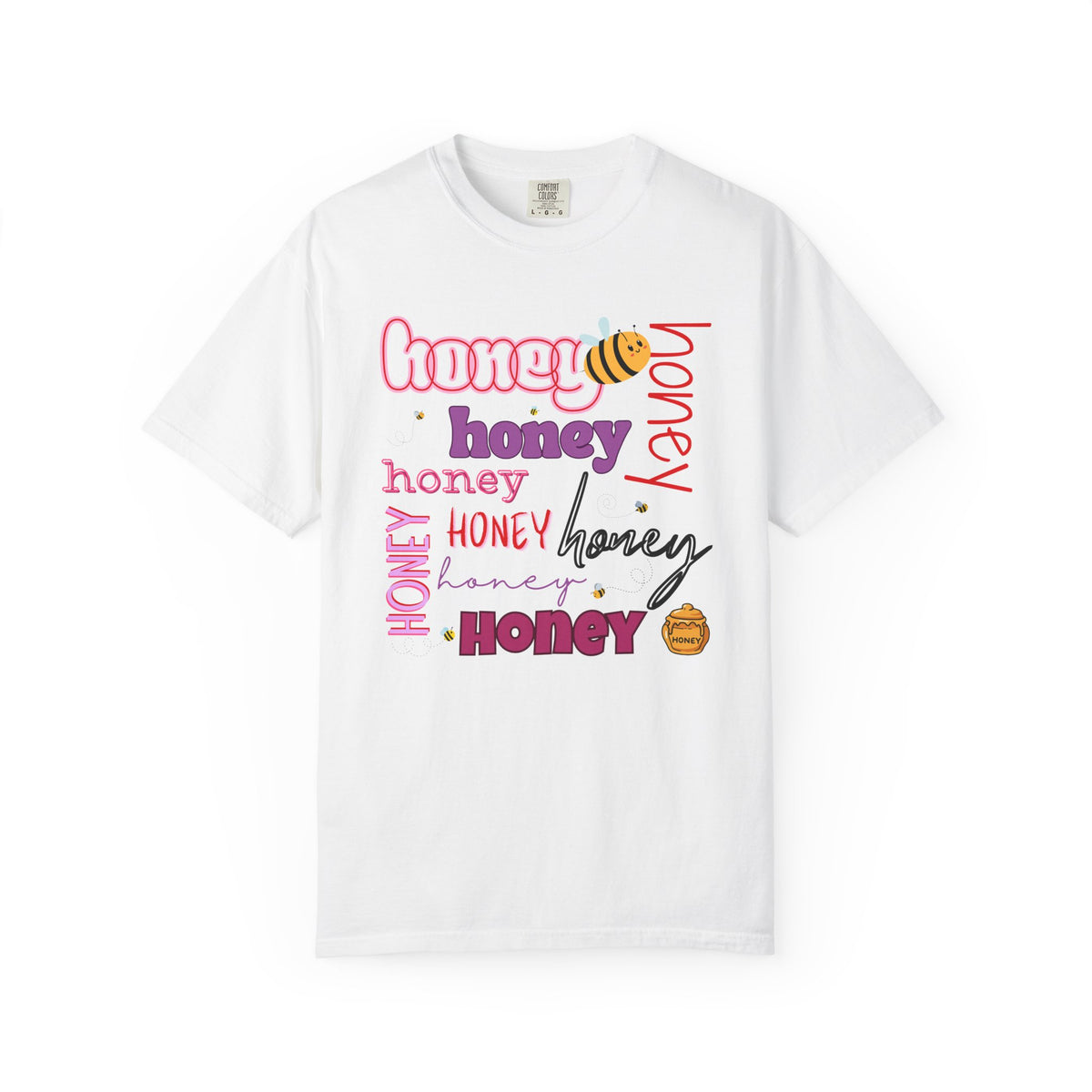 Honey Script Graphic T-Shirt — Playful Bee Typography Tee