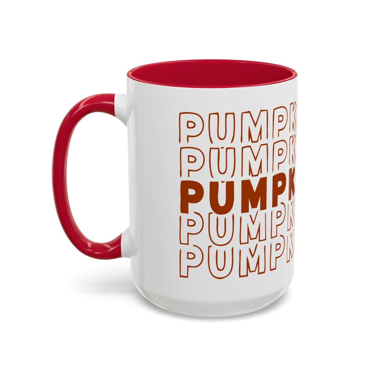 Pumpkin Spice Mug — Repeating 'SPICE' Retro Fall Coffee Cup (11oz/15oz)