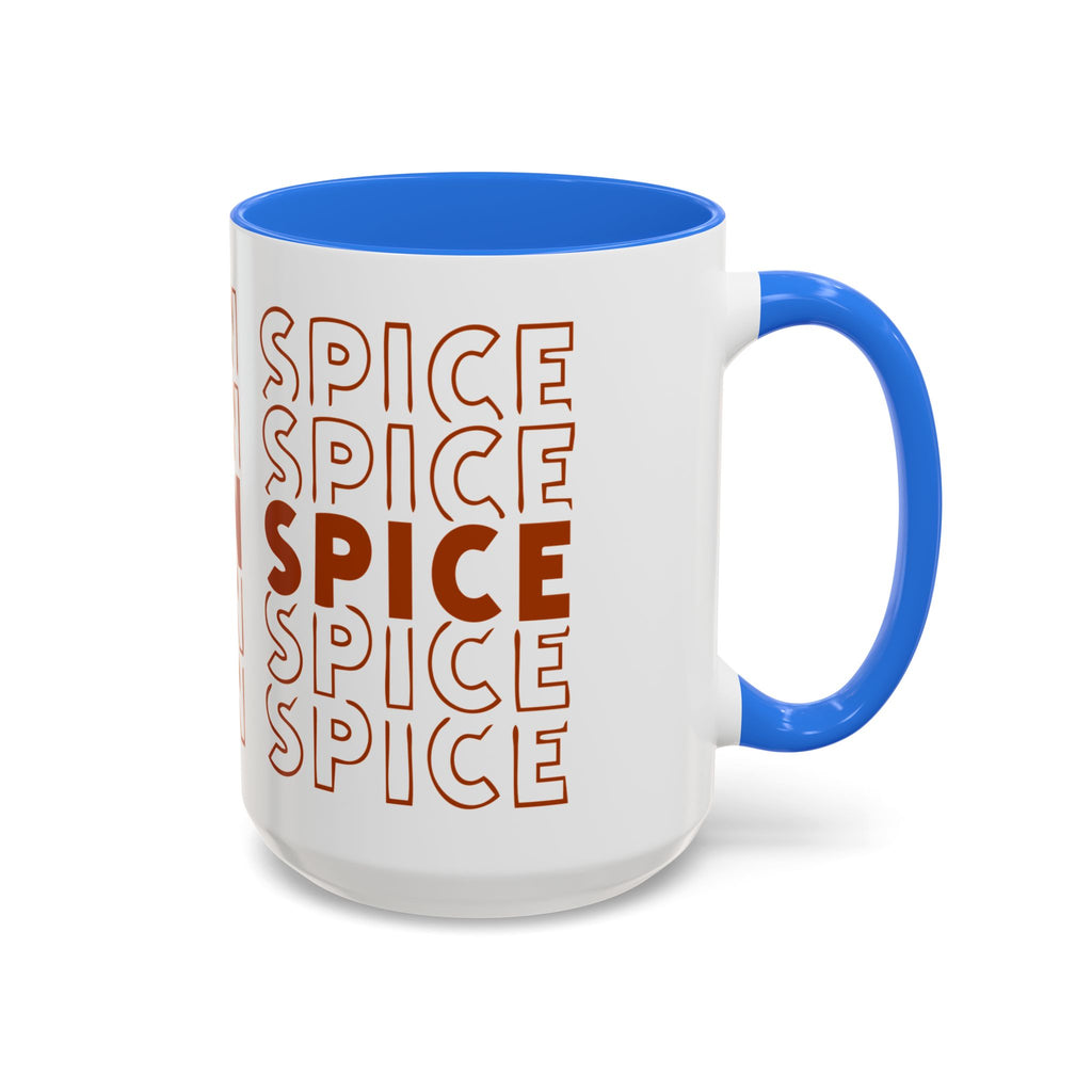 Pumpkin Spice Mug — Repeating 'SPICE' Retro Fall Coffee Cup (11oz/15oz)