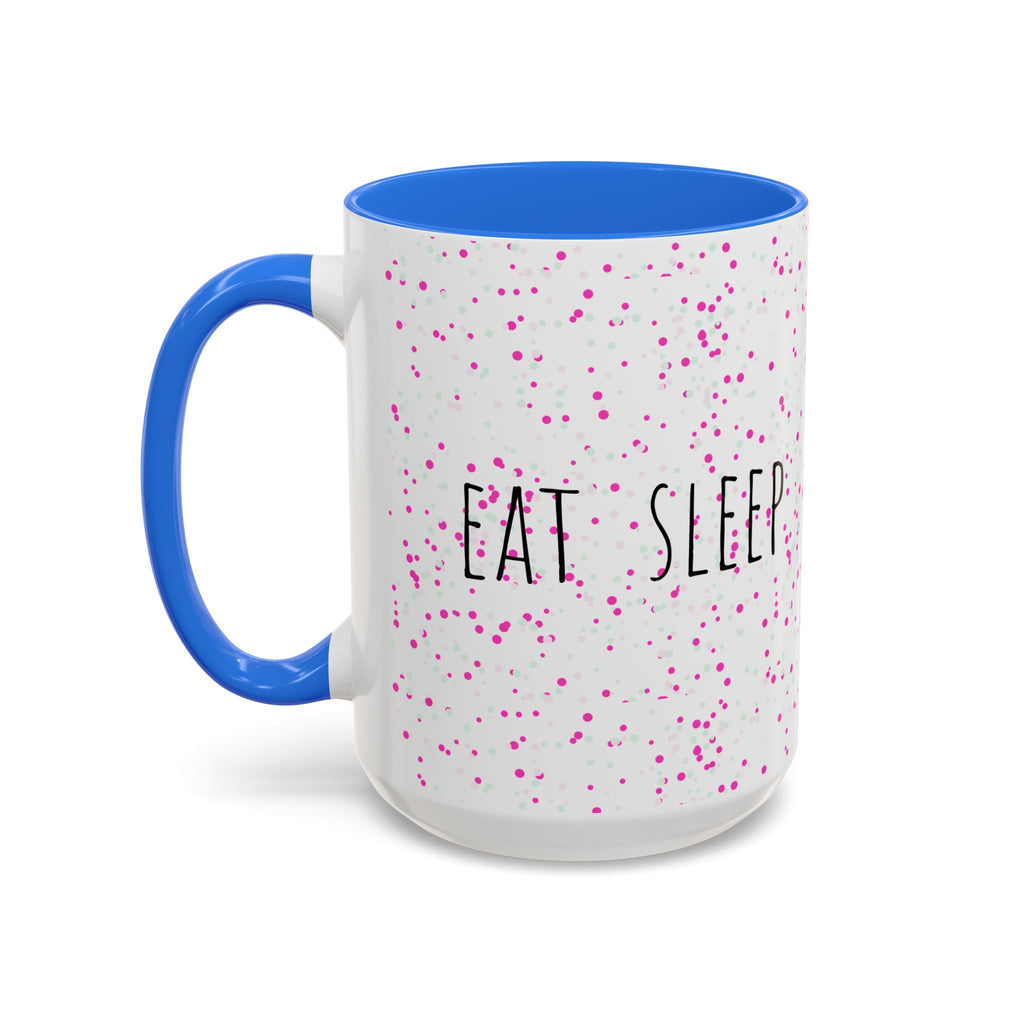 Eat Sleep Bake Repeat Mug | Pink Confetti Ceramic Coffee Cup (11oz, 15oz)