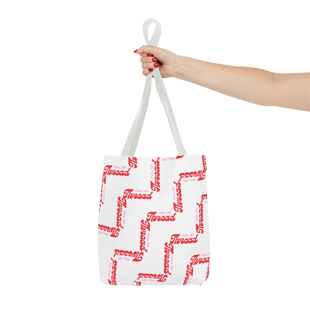 Retro Script 'Pull My Thread" Tote Bag — All-Over Print Fashion Tote