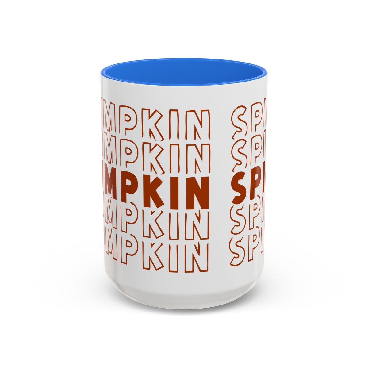Pumpkin Spice Mug — Repeating 'SPICE' Retro Fall Coffee Cup (11oz/15oz)