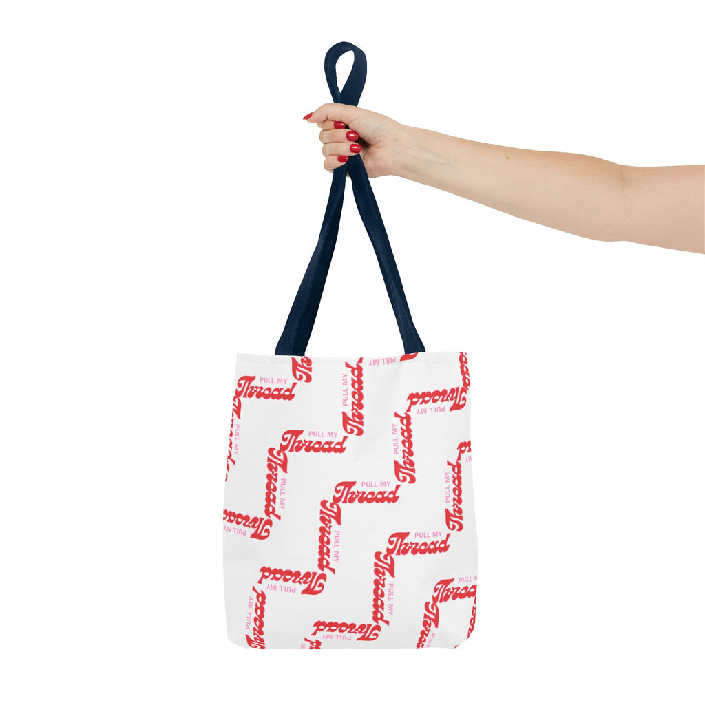 Retro Script 'Pull My Thread" Tote Bag — All-Over Print Fashion Tote
