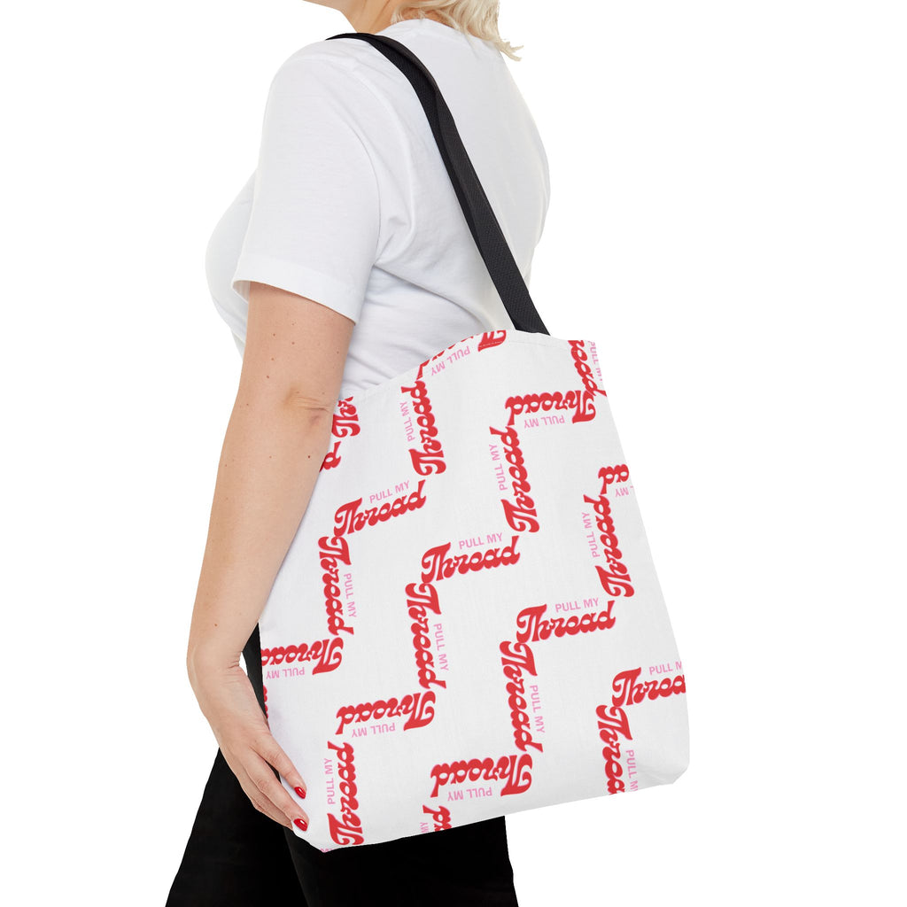 Retro Script 'Pull My Thread" Tote Bag — All-Over Print Fashion Tote
