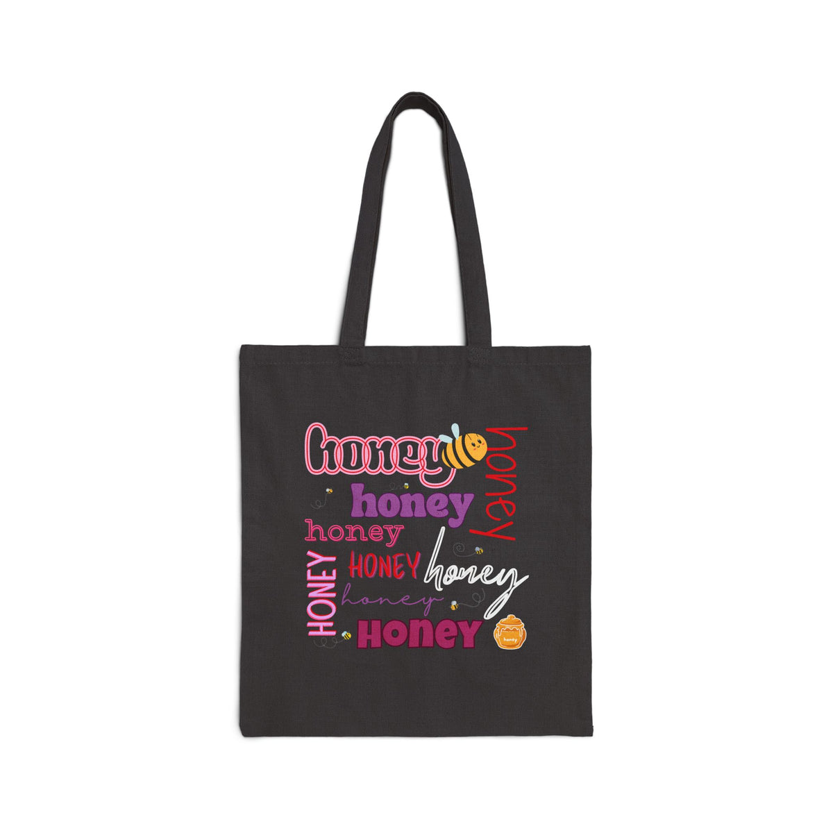 Honey Typography Canvas Tote — Cute Bee Graphic Bag