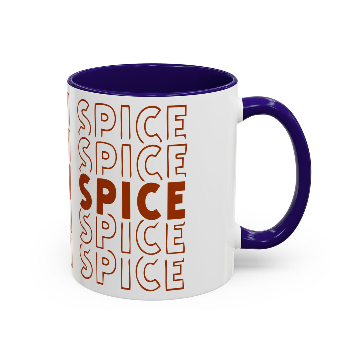 Pumpkin Spice Mug — Repeating 'SPICE' Retro Fall Coffee Cup (11oz/15oz)