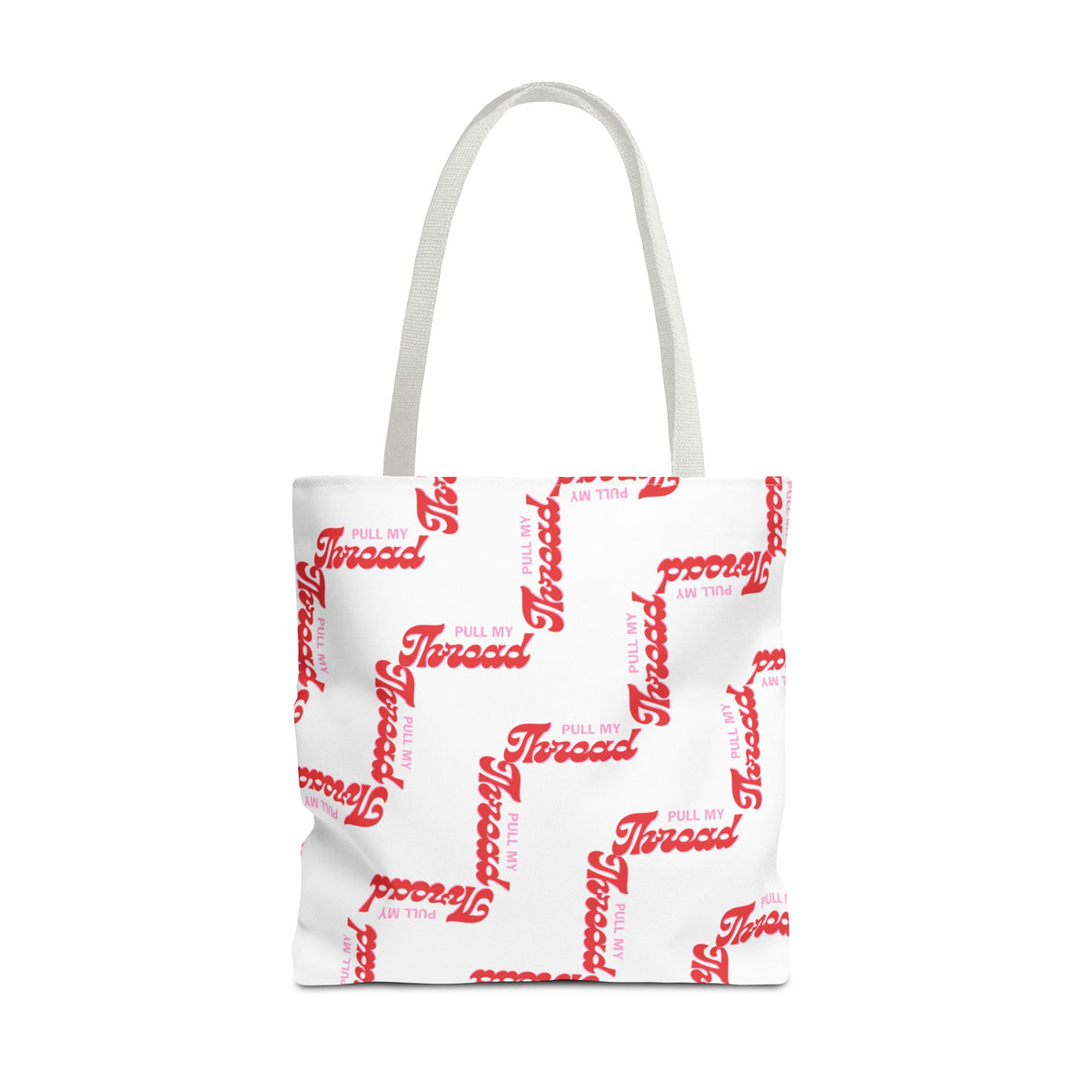 Retro Script 'Pull My Thread" Tote Bag — All-Over Print Fashion Tote